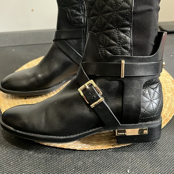 Vince Camuto Leather Equestrian Gold Hardware Detailing Knee High Boots Size 6 - Picture 3 of 15